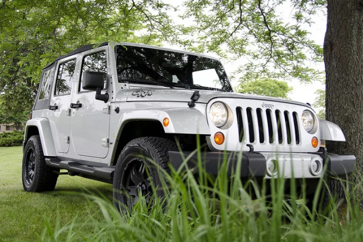 The Jeep Wrangler Sahara reference vehicle does a vanity shot