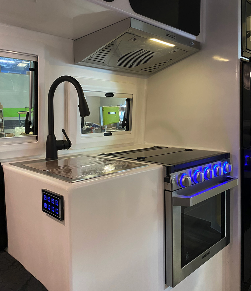 Furrion appliances give the trailer a modern look