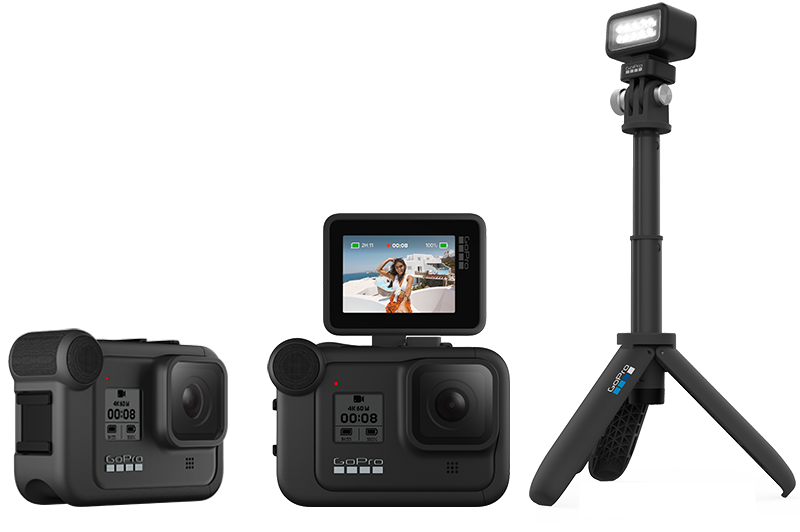 GoPro will release three modules for the Hero8 Black in December, which add extra audio capabilities, and flip-up display and a lighting mod