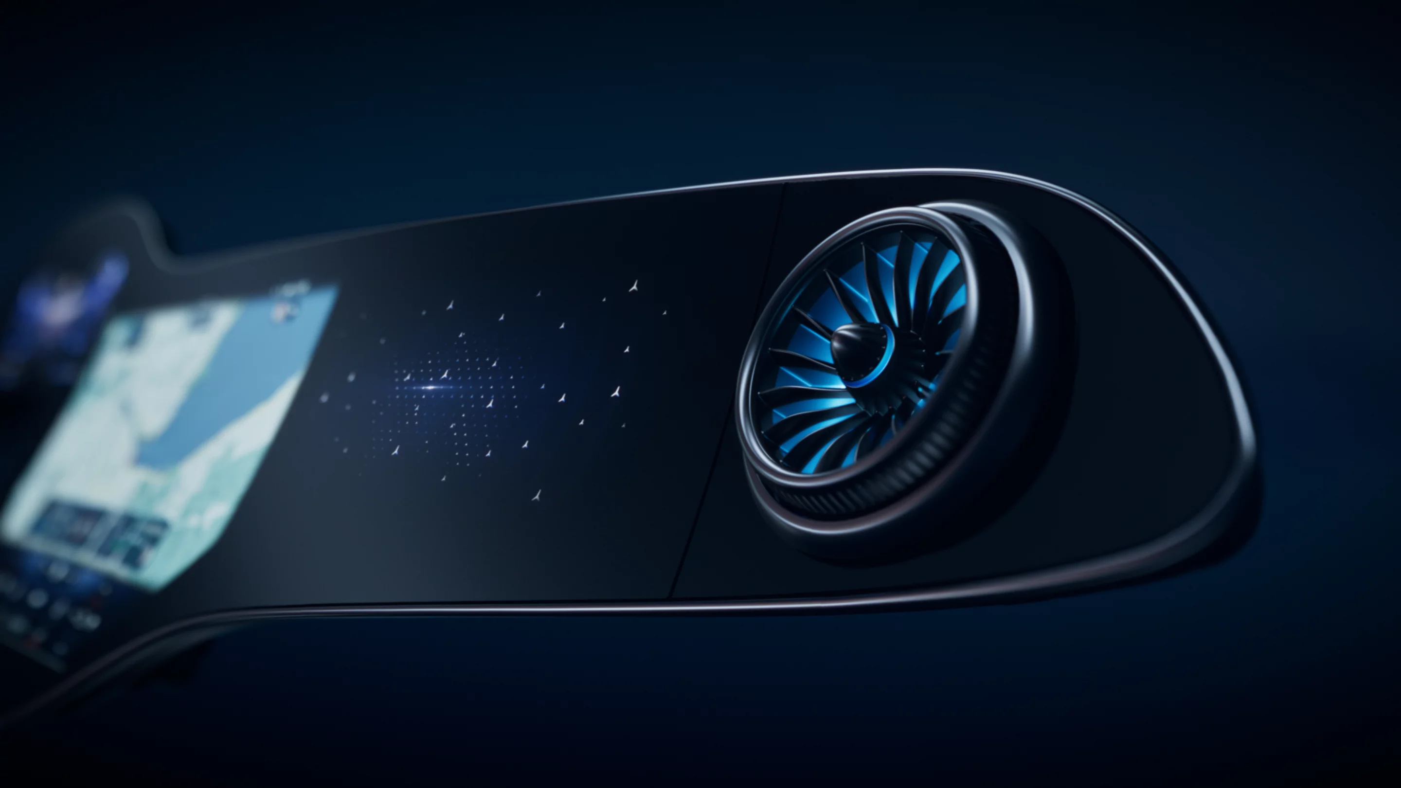 The Hyperscreen spreads clean around the left and right air vents