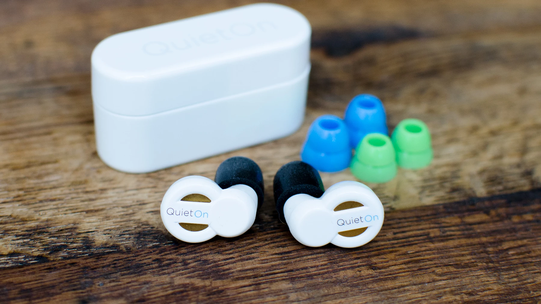 QuietOn earplugs, case and extra tips