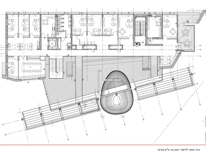 The atrium space links the school building and EcoWall (Image: Axelrod-Grobman Architects)