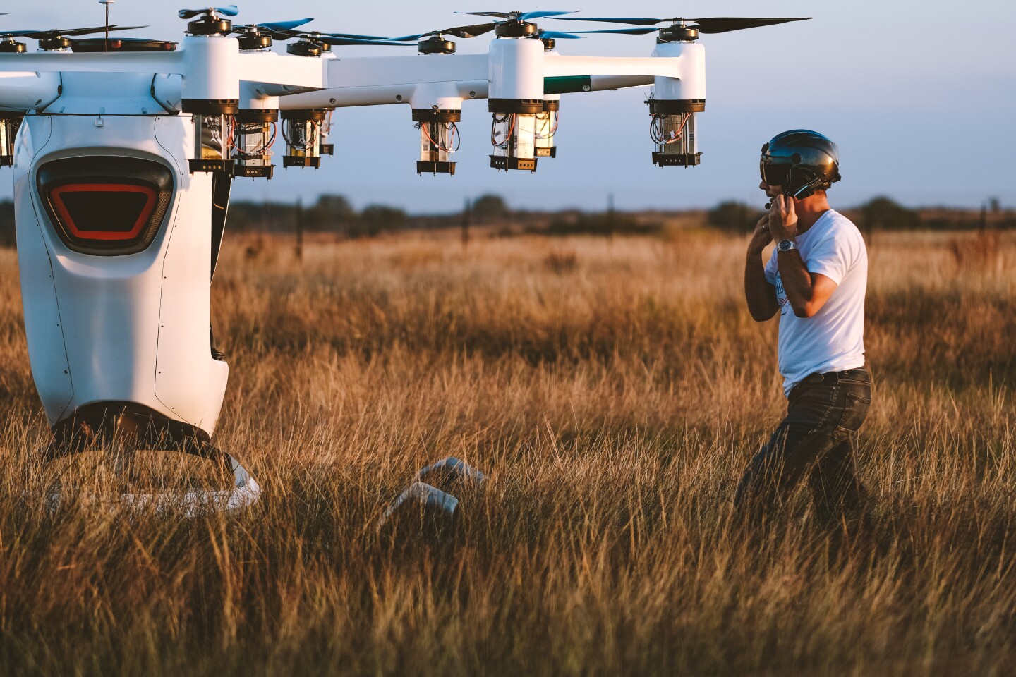 Underslung batteries put the aircraft's biggest fire risk away from the cabin, and in the cooling airstream of the rotors