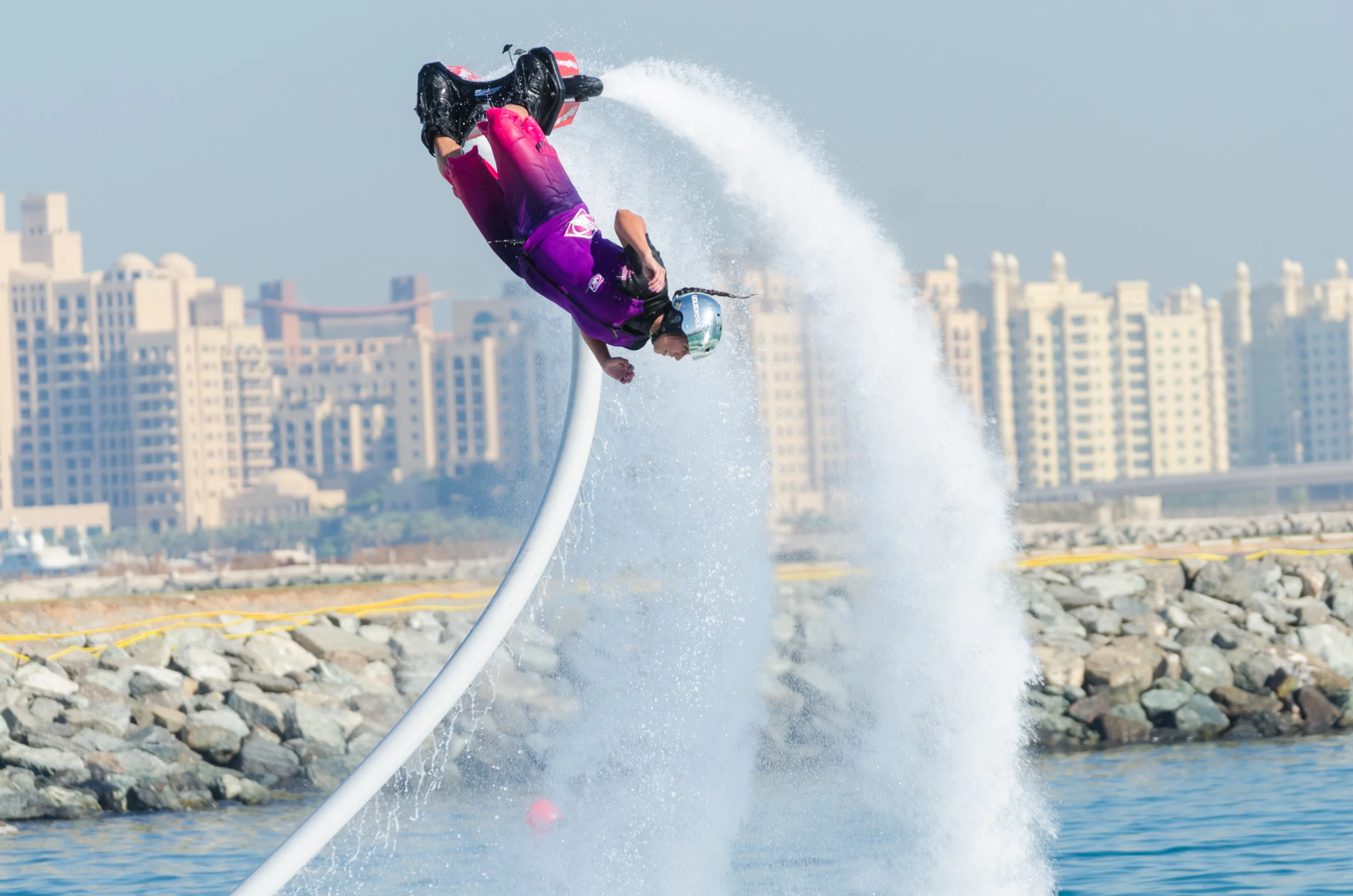 Yolanda Baker of the United States finished third in the inaugural Womens Flyboard World Cup held in Dubai, December, 2014 (Photo: Liam McKenna)