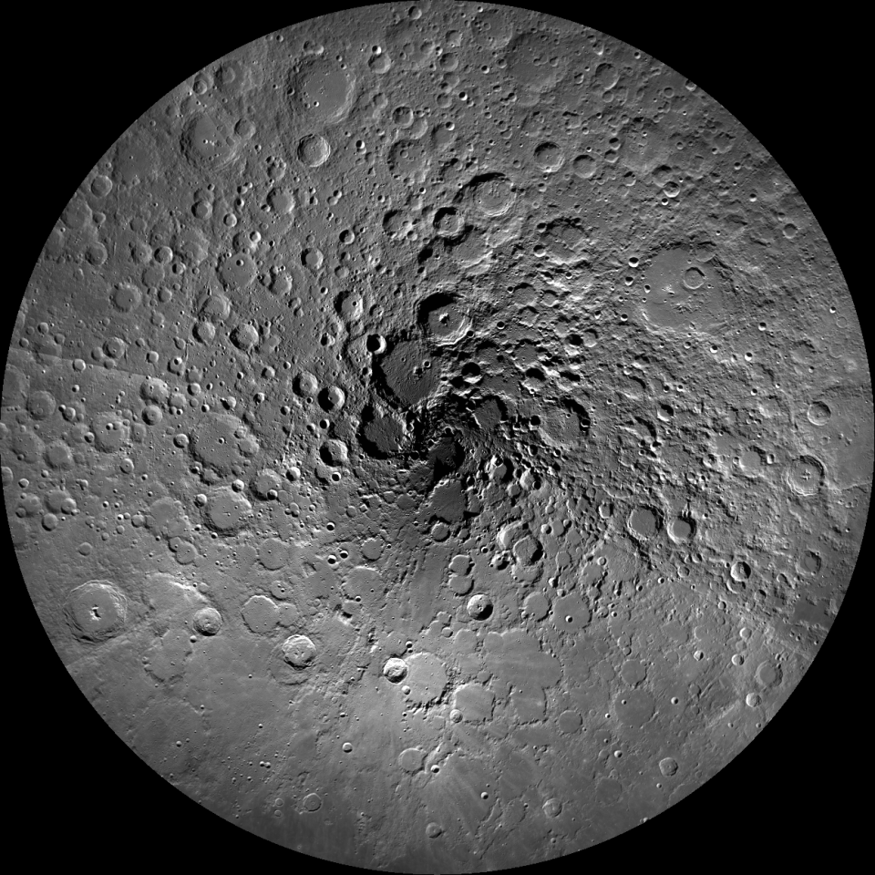 The LROC Wide Angle Camera mosaic of the Moon's north pole released in 2011 (Photo: NASA/GSFC/Arizona State University)