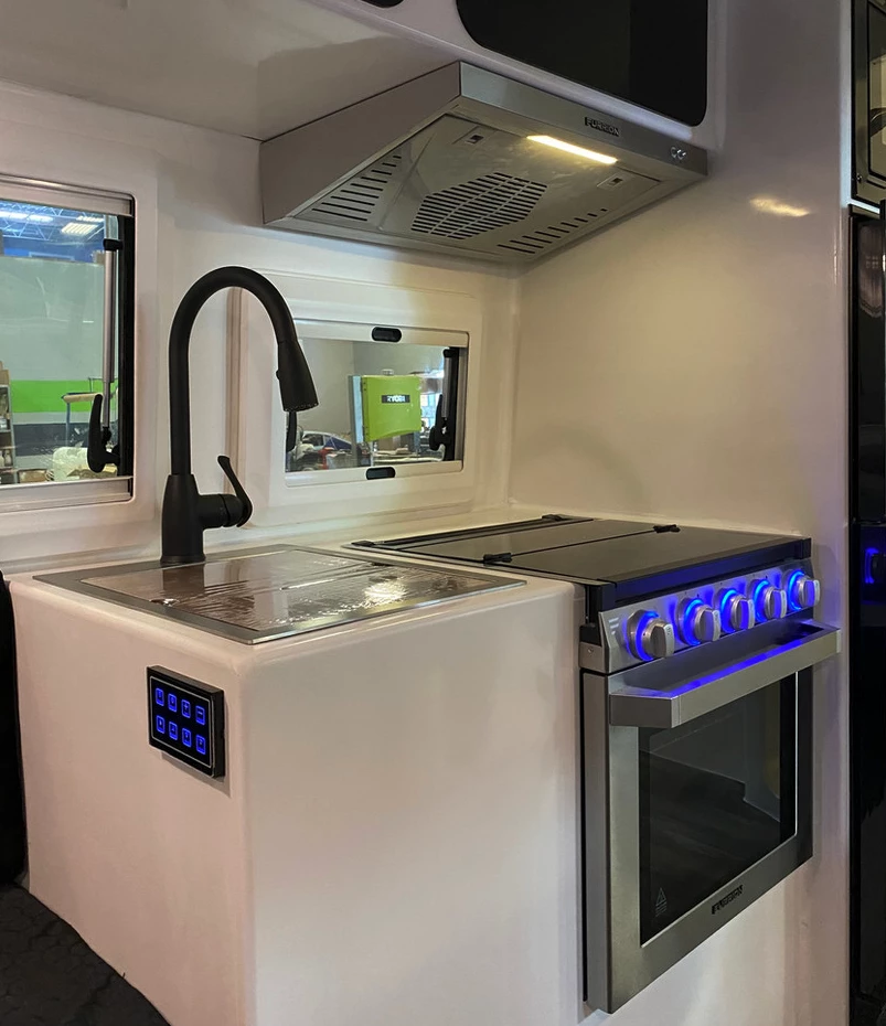 Furrion appliances give the trailer a modern look