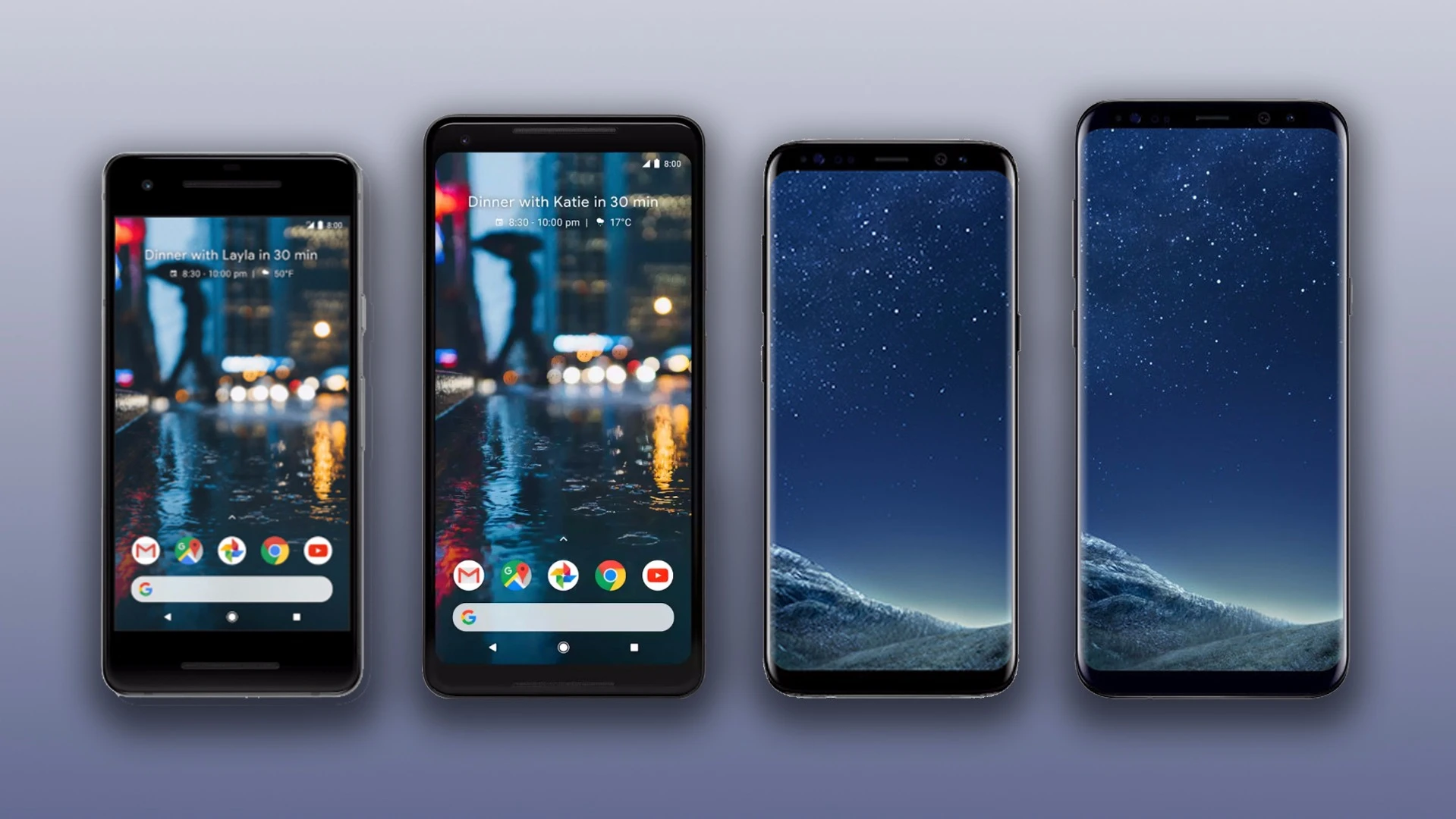 New Atlas compares the specs and features of the Google Pixel 2 and 2 XL with the Samsung Galaxy S8 and S8+