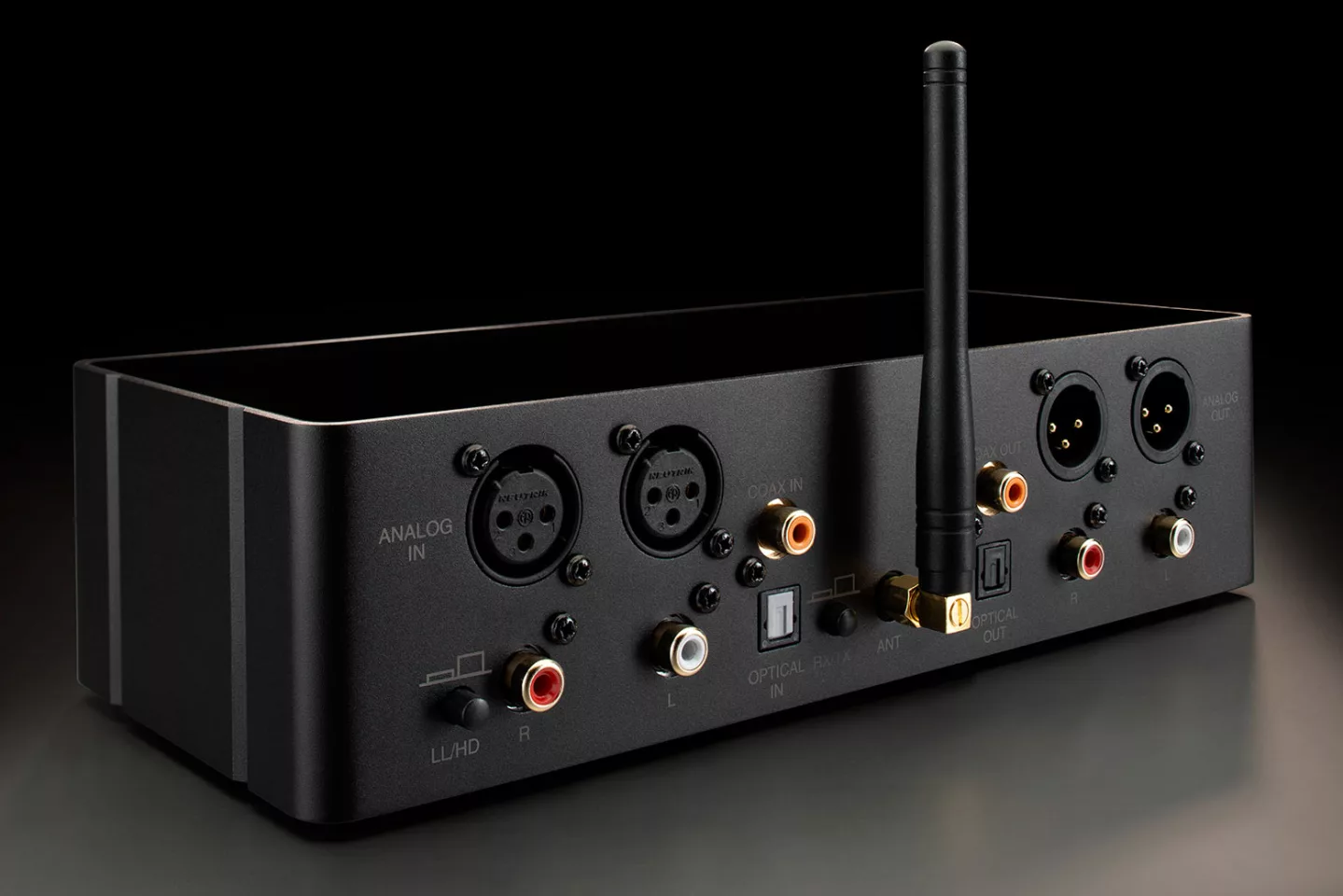 The MB20 sports balanced and unbalanced inputs and outputs, as well as coaxial and optical digital connections