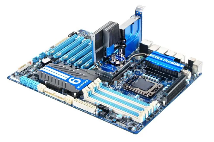 GA-X58A-UD9 X58 chipset motherboard provides maximum power delivery for Intel's 1366 socket CPUs through the company's new 24 phase Unlocked Power design