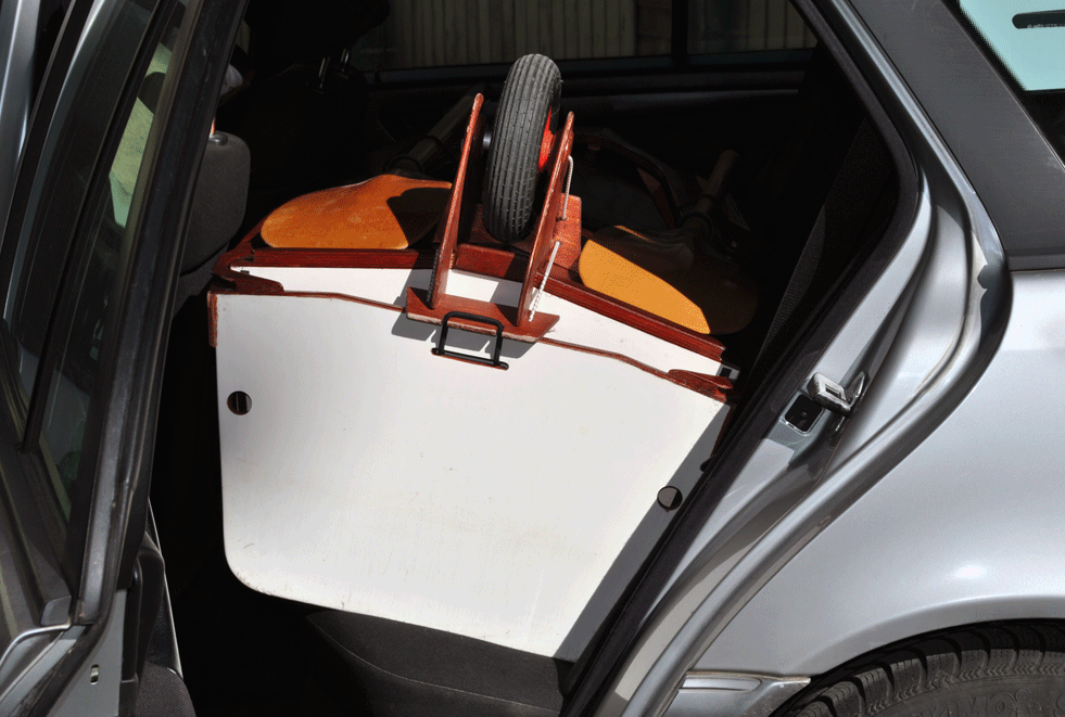 When packed, the Boner Kayak can even fit in a rear seat