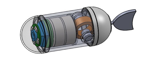 The Tadpole Endoscope consists of a 3D printed shell that contains the control electronics, and a placeholder for a wireless video camera
