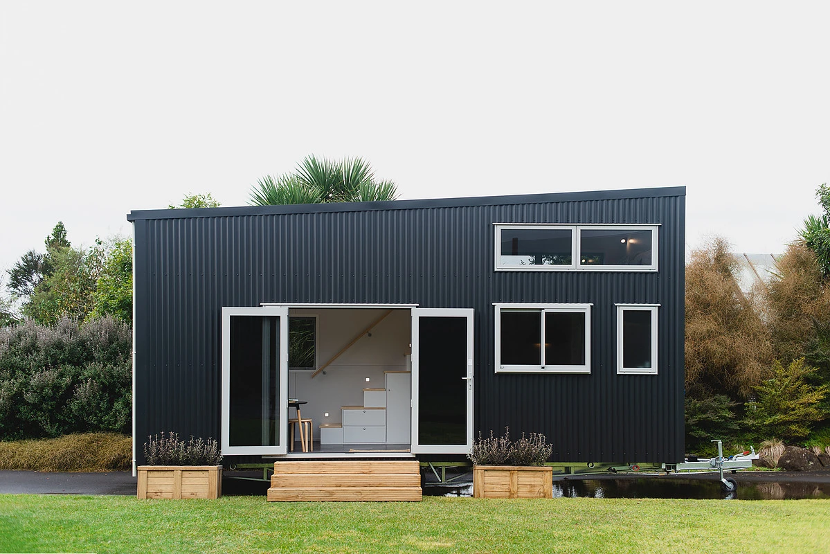 The Buster Tiny House can be optionally upgraded to run off-the-grid with a solar power setup