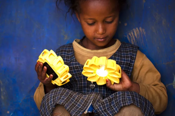 Little Sun can be hung, used as a table lamp, or taken out to be used as a lantern or bicycle accessory