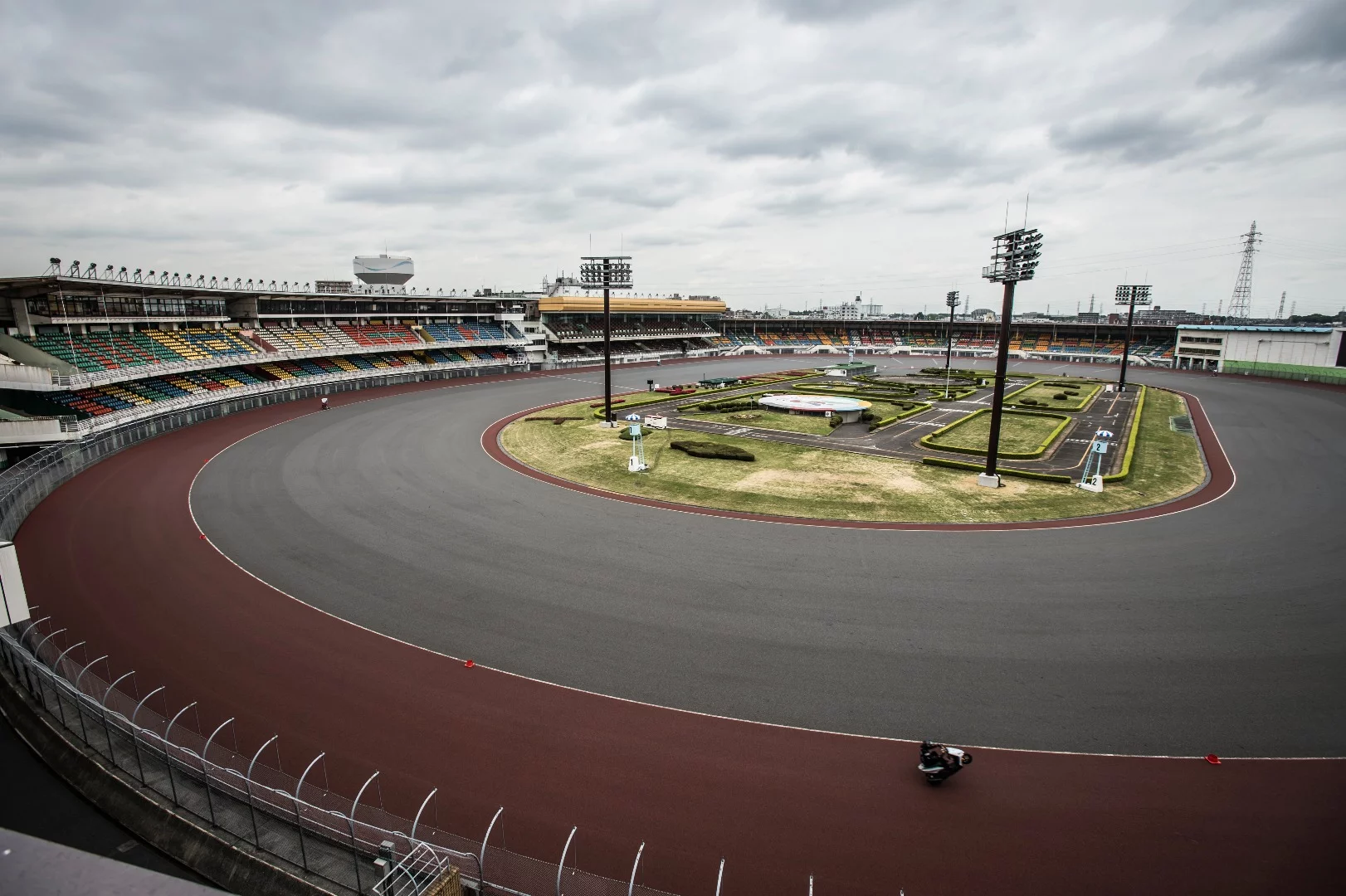 Round we go: Abe lapped this 688.5-metre, windy oval track for more than 13 hours straight