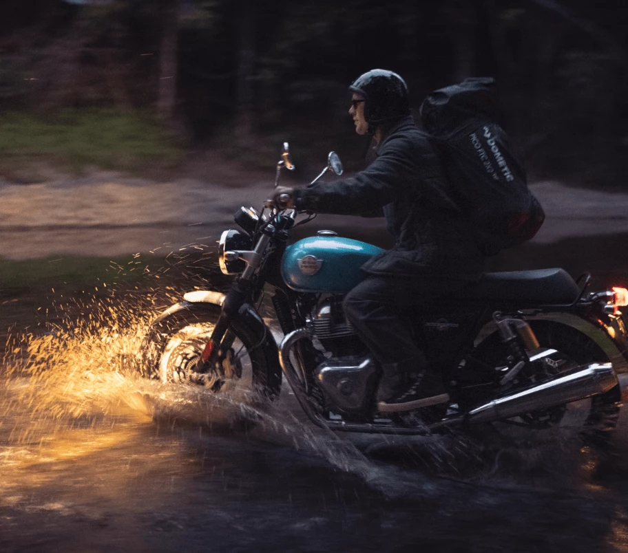 Adventure biking with the Dometic Pico FTC strapped on back