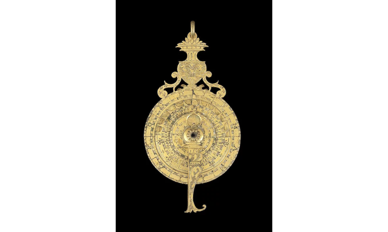 A fine gilt brass combined nocturnal and vertical sundial, French, circa 1600