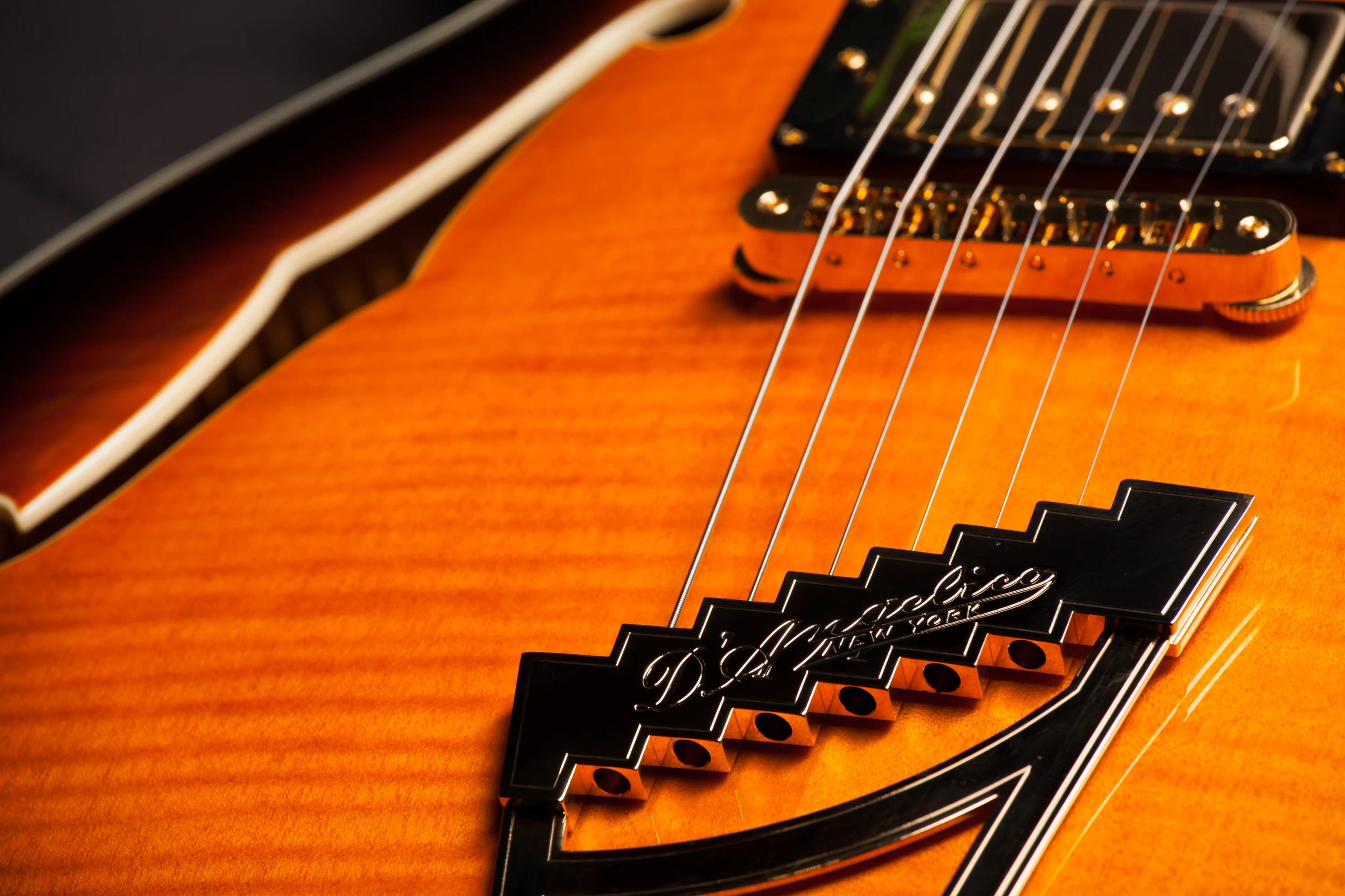 Detailing of the D'Angelico EX-SS reissue guitar