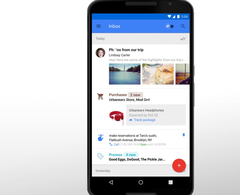 Inbox running on a Nexus 6
