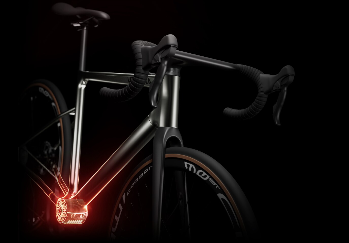 Along with its tiny motor, the Titanium Zero also features a Shimano Ultegra Di2 drivetrain and brakes