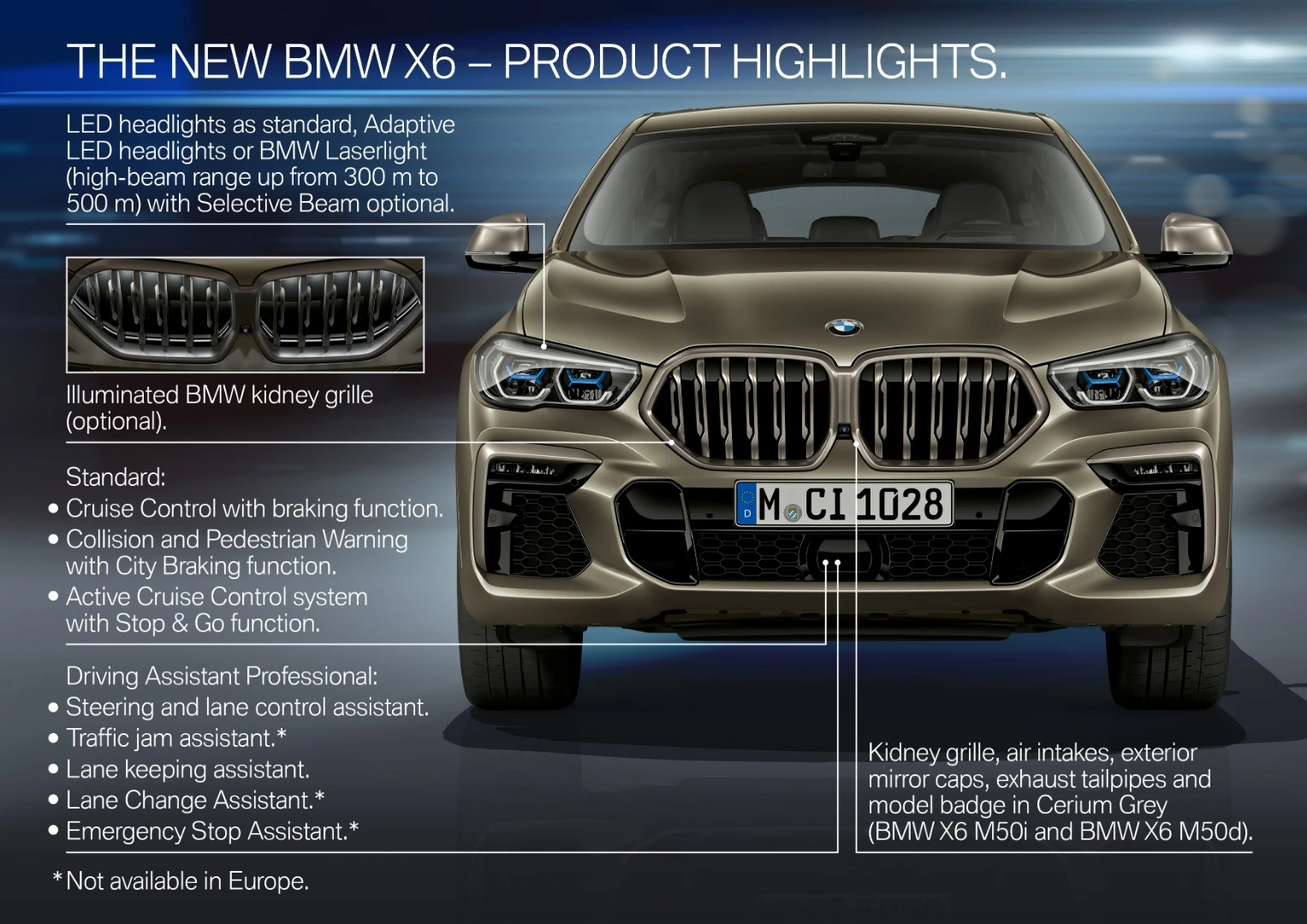Exterior highlights of the BMW X6