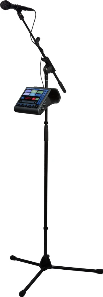 Lifting the vocal effects processor off the floor and placing it within easy reach