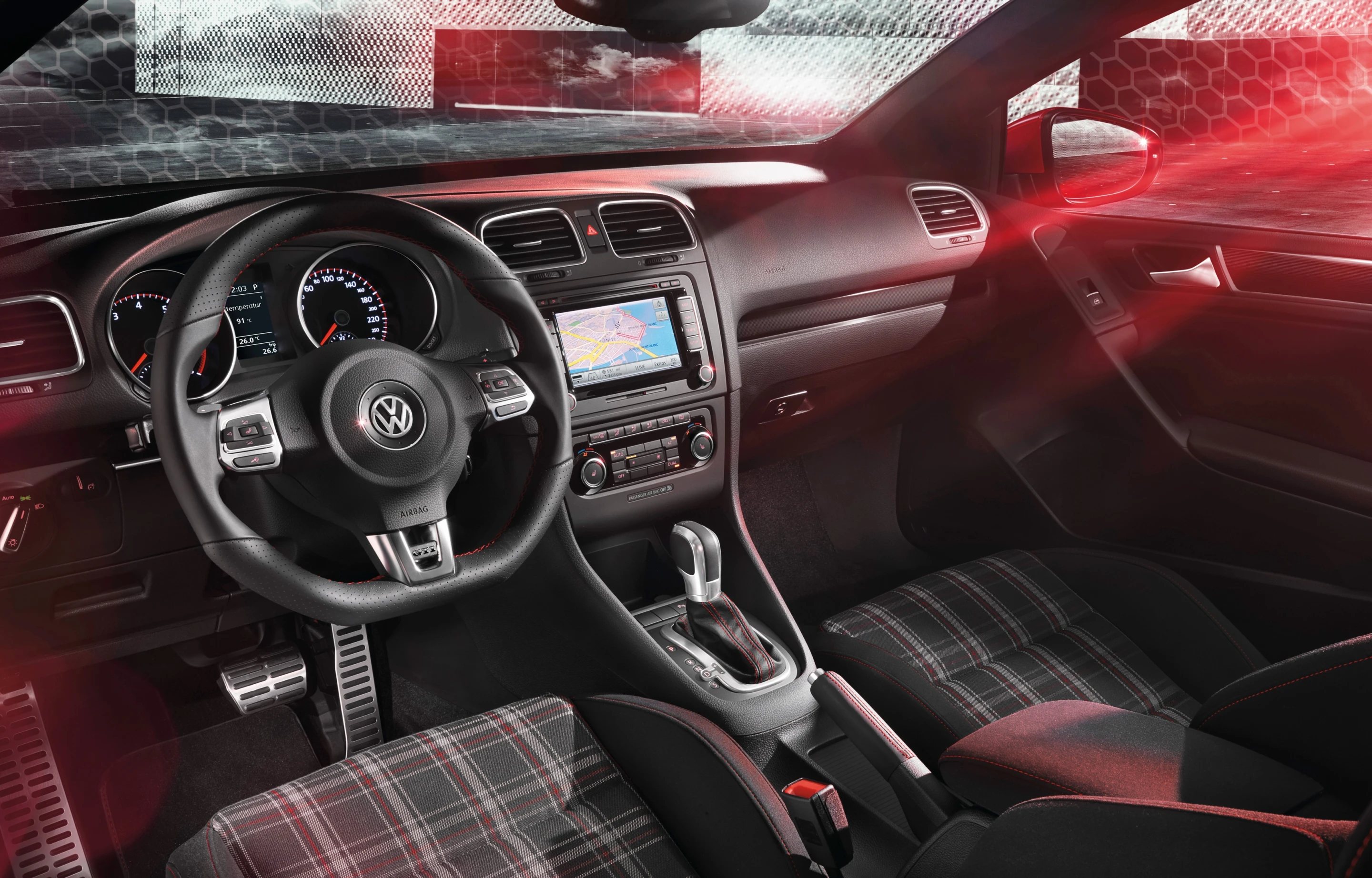 The interior of Volkswagen's new 207 bhp Golf GTi Cabriolet
