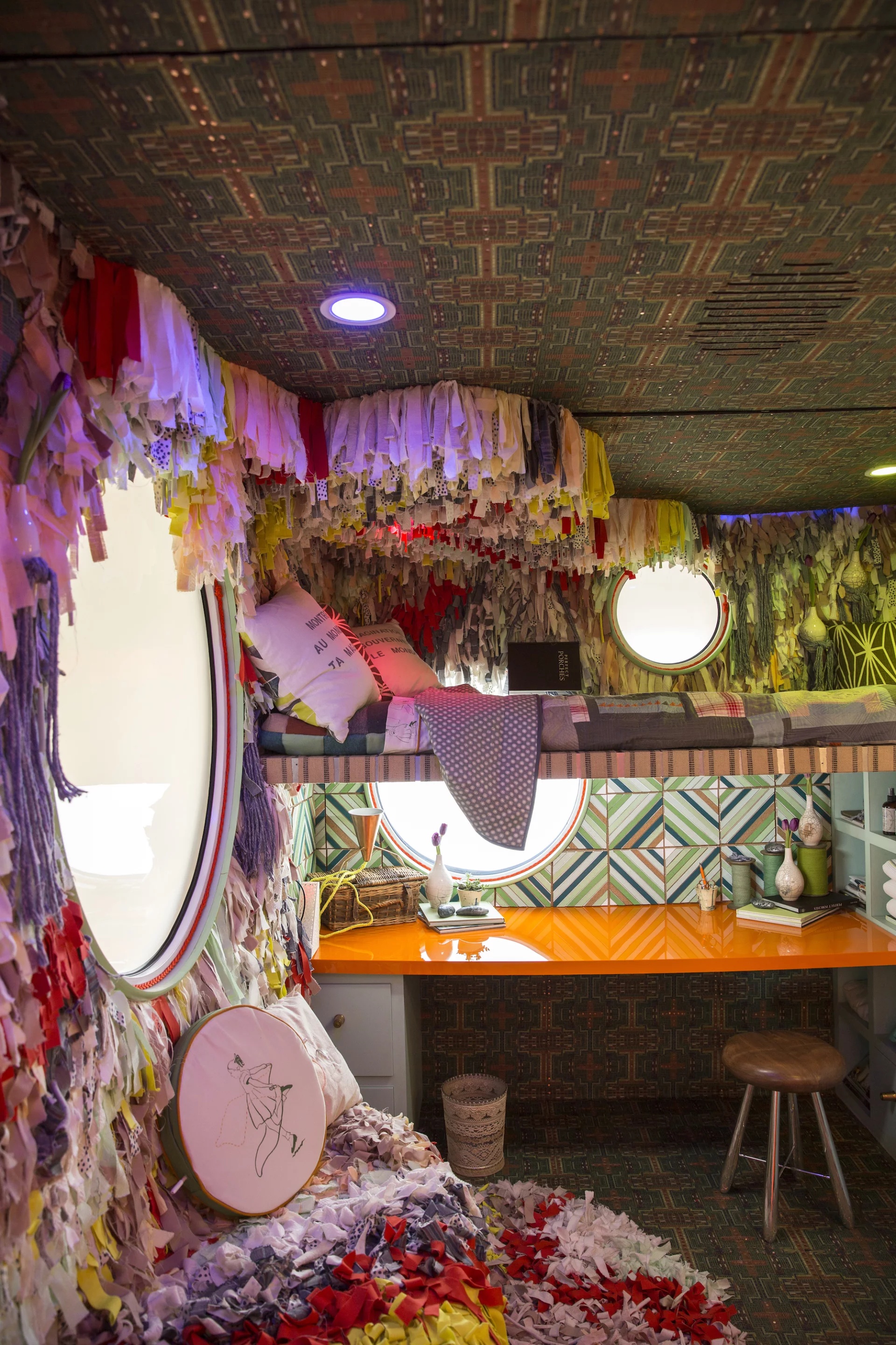 The interior of SCADpad Europe includes interactive fiber walls woven from 40,000 pieces of fabric (Photo: SCADpad)