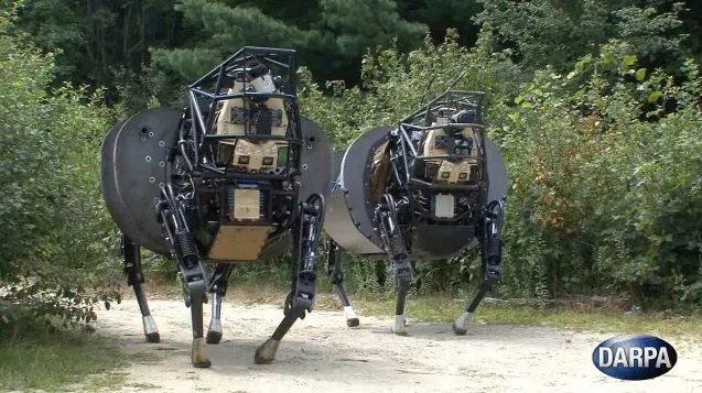 The two new LS3 prototypes, showing their stuff in DARPA's video