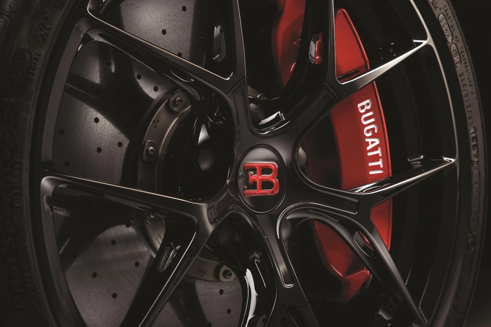 New, lighter-weight wheels are packaged for the Bugatti Chiron Sport model