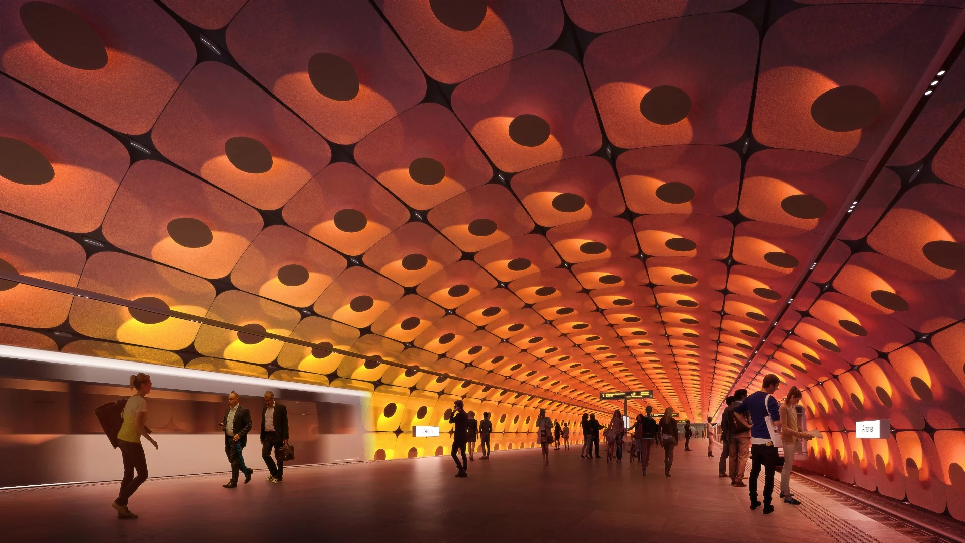 The Fornbuporten station will be illuminated with atmospheric lighting that changes throughout the day