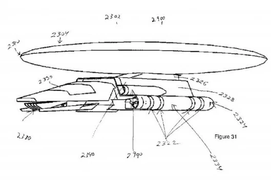 One of the diagrams included in the Personal Flight Systems patent
