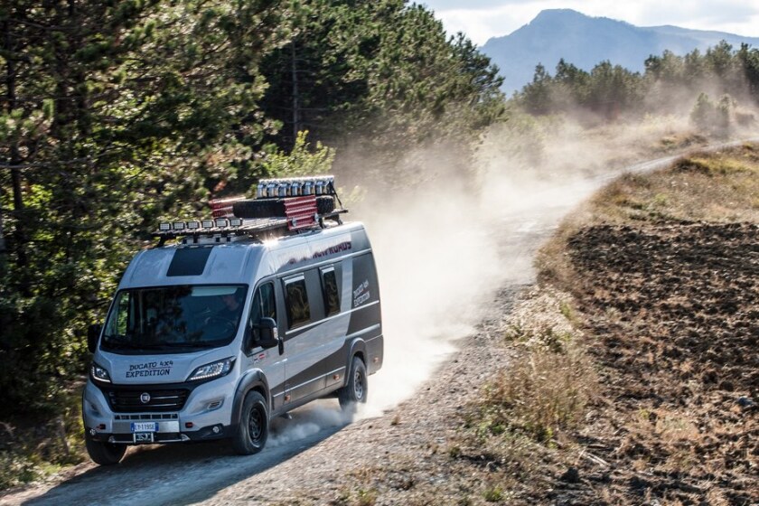 Fiat teamed with French 4x4 specialist Dangel to prepare the Ducato 4x4 Expedition Camper Show Van