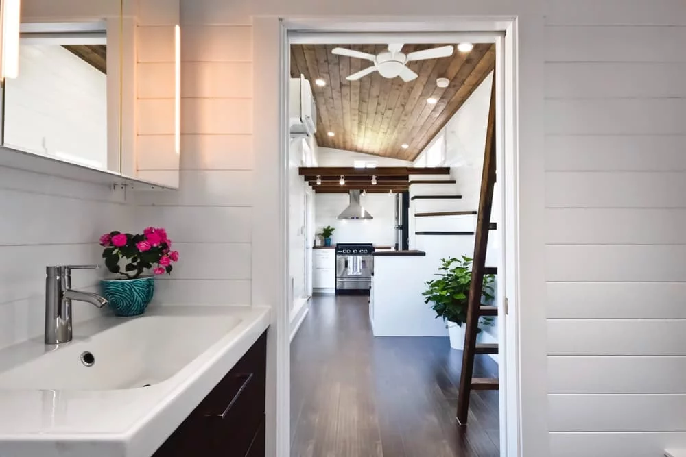 Inside the small bathroom