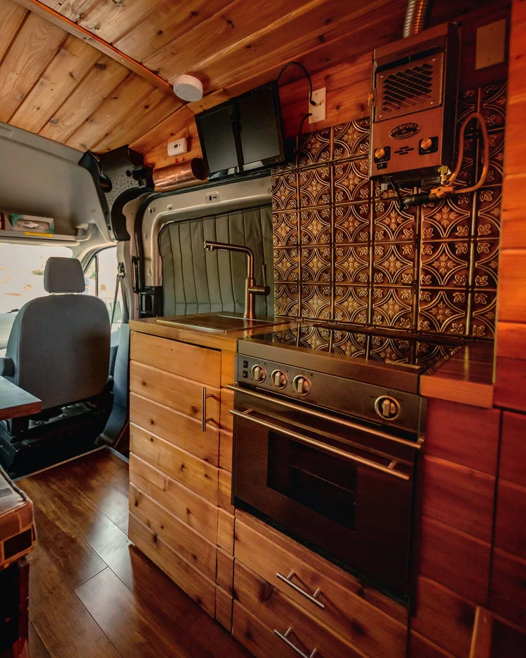 Along with the wall-mounted fireplace, the Golden Egg includes a TV with cable and antenna