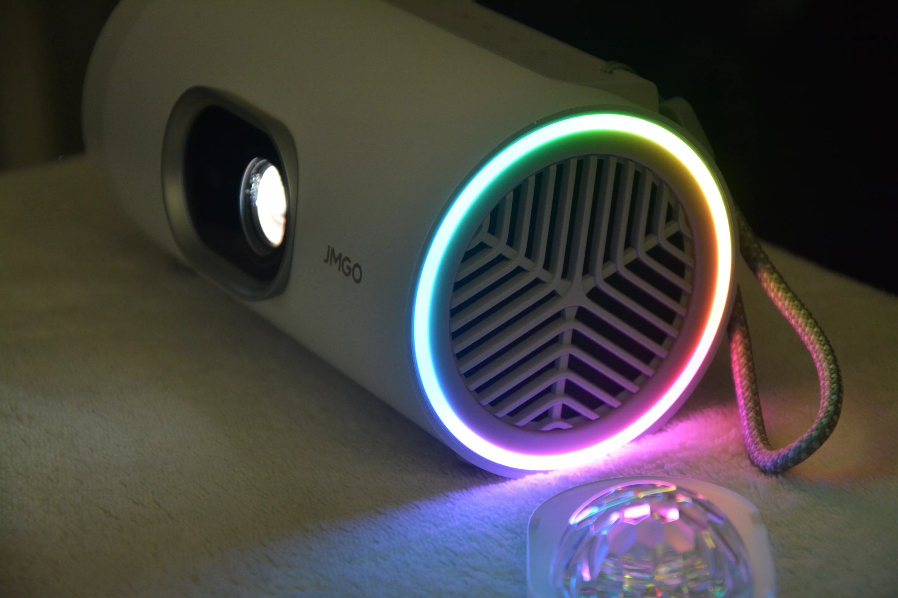 The ring light at the top end can pulse with the music when in Bluetooth speaker mode