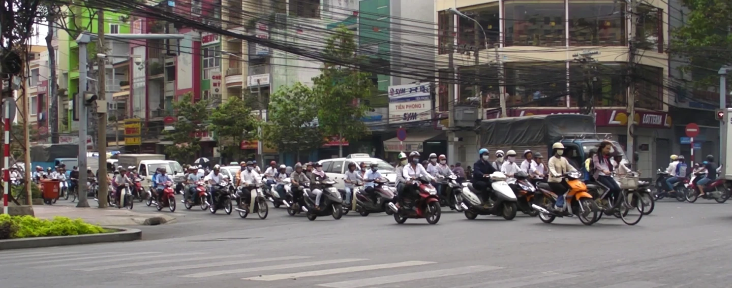 Predominantly scooter traffic in Ho Chi Minh City