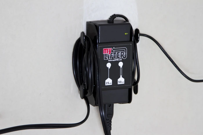 myLIFTER's power supply will work with both 110 and 240 VAC input from the wall