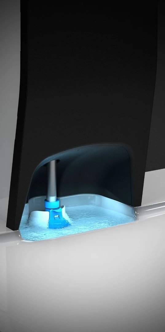 Using the "Refresh Cycles" setting, the e-Shower's stopper is lowered and and recycles the water in the run-off reservoir