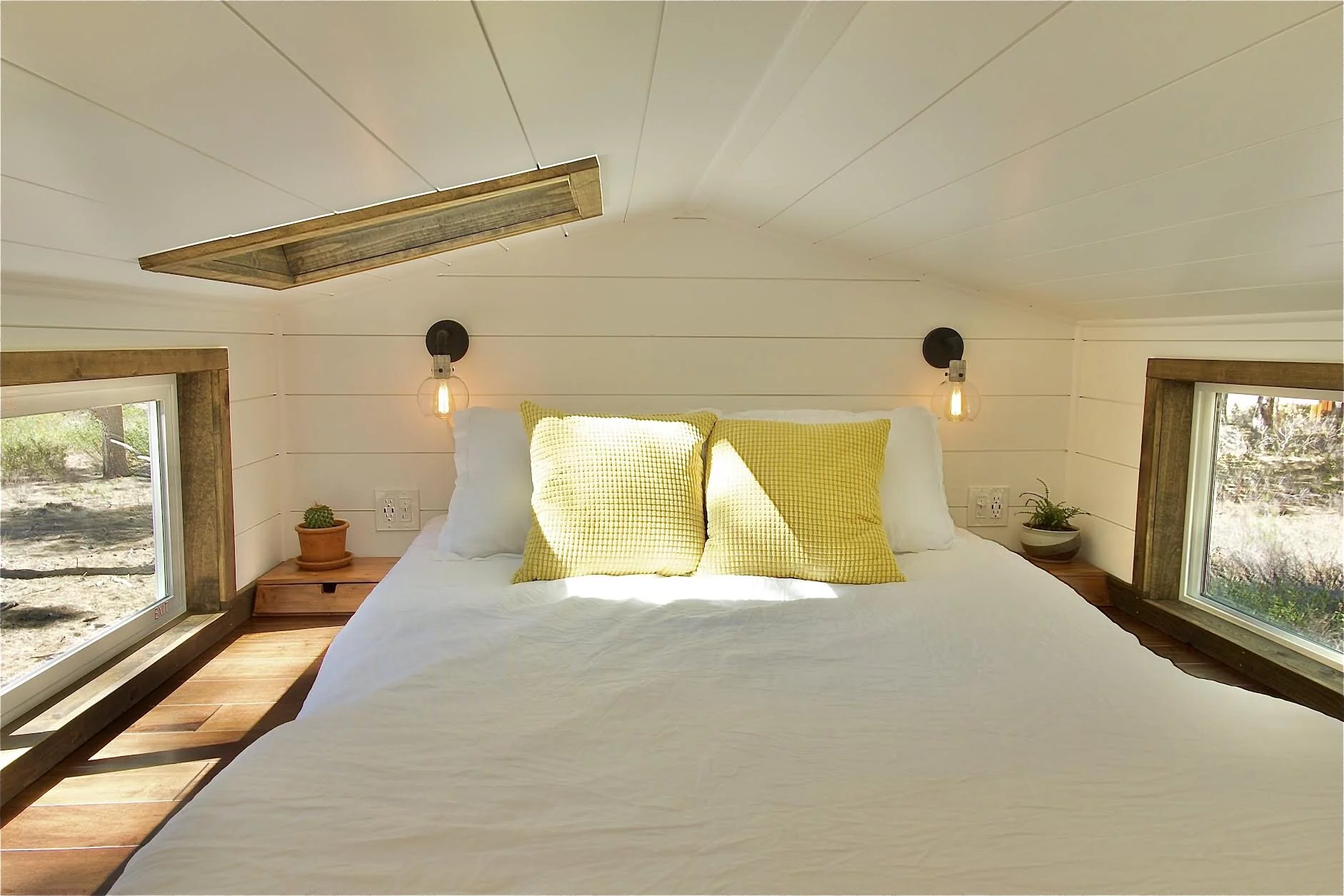 The Sonoma's bedroom is a typical loft model with a low ceiling