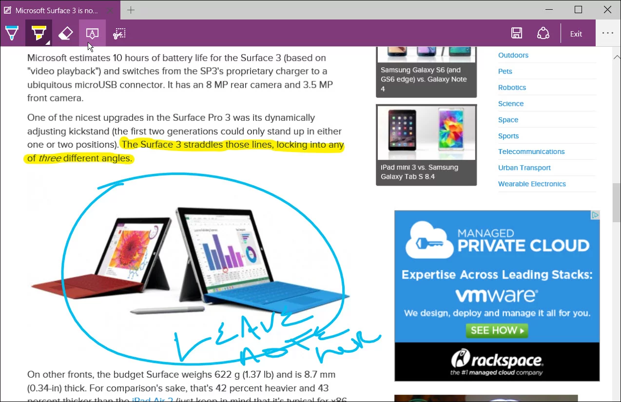 Create a Web Note in Project Spartan