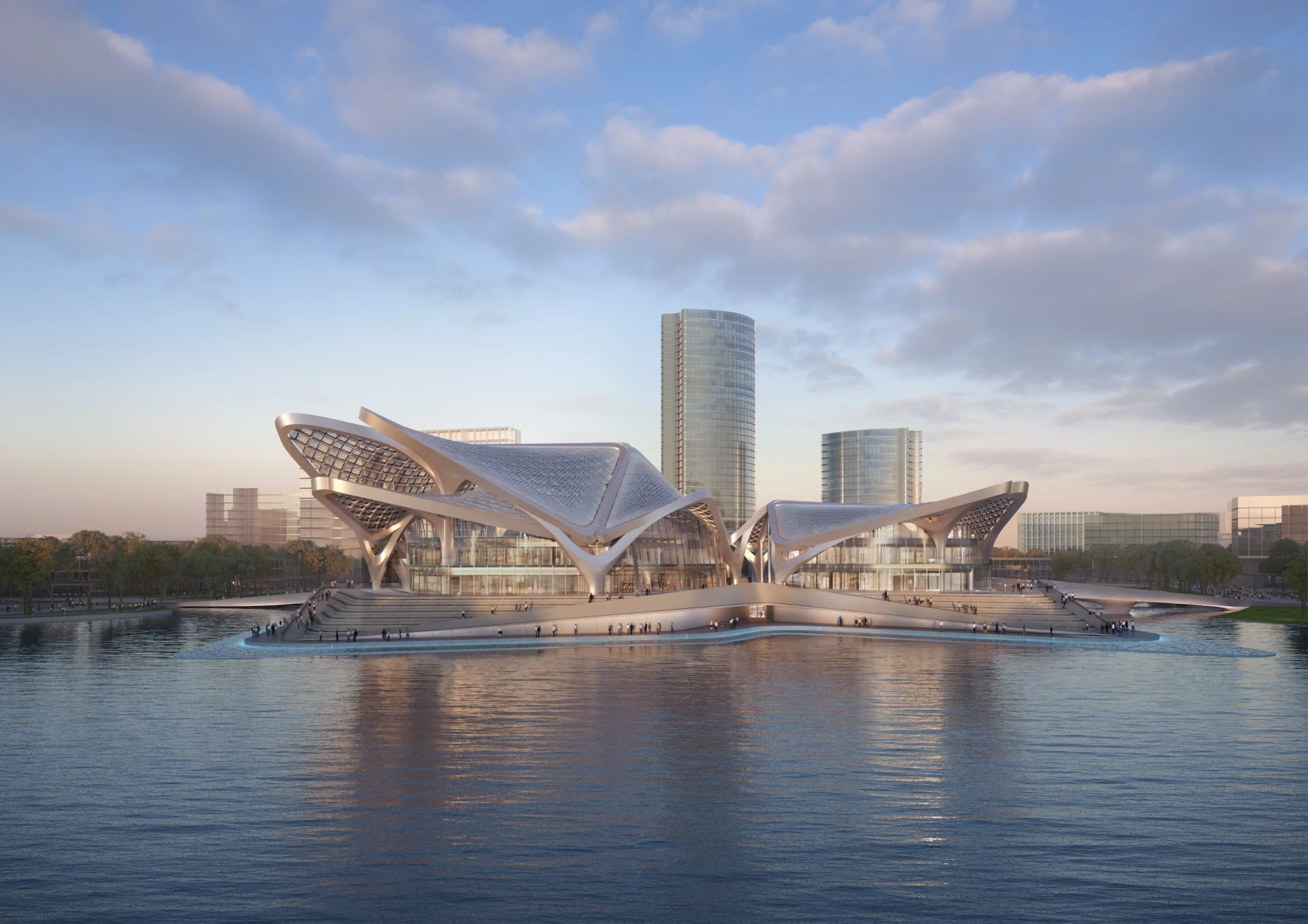 ZHA s Avian inspired Arts Center Takes Flight In China zha-s-avian-inspired-arts-center-takes-flight-in-china