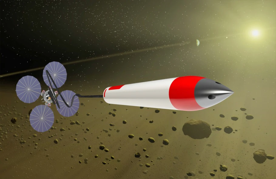 A sampling spacecraft launching a penetrator missile (Image: NASA)