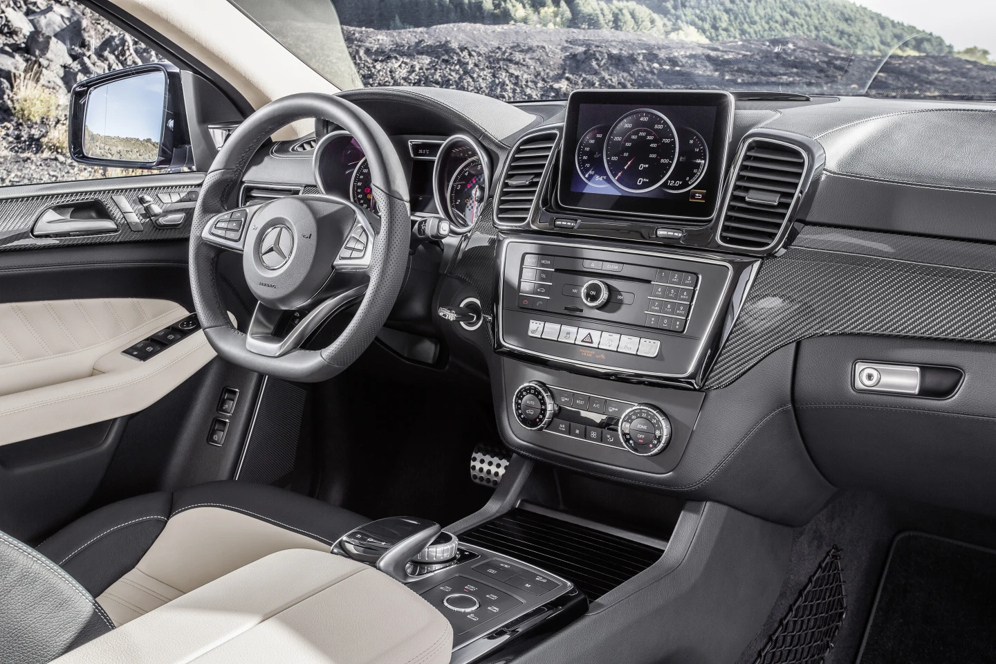 A range of different colored leather and wood finishes are available on the GLE