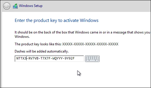 Even though this is a free preview, Microsoft still requires a product key