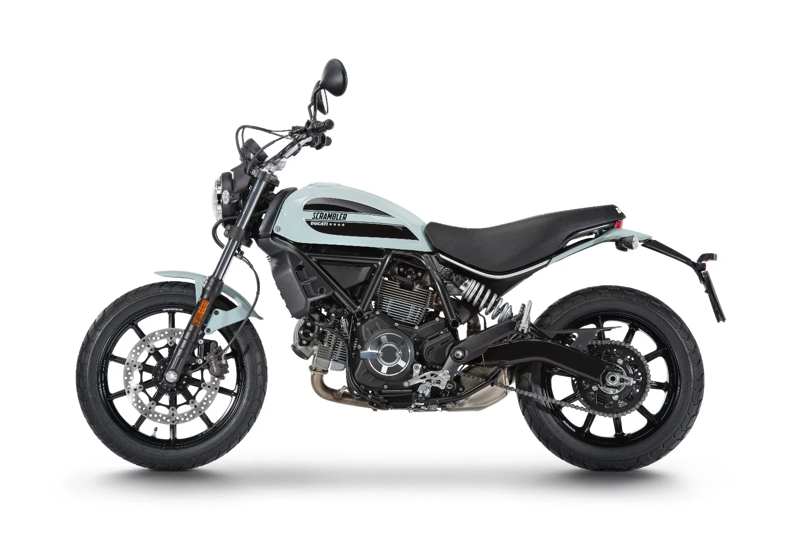 The Ducati Scrambler Sixty2 in Ocean Grey color