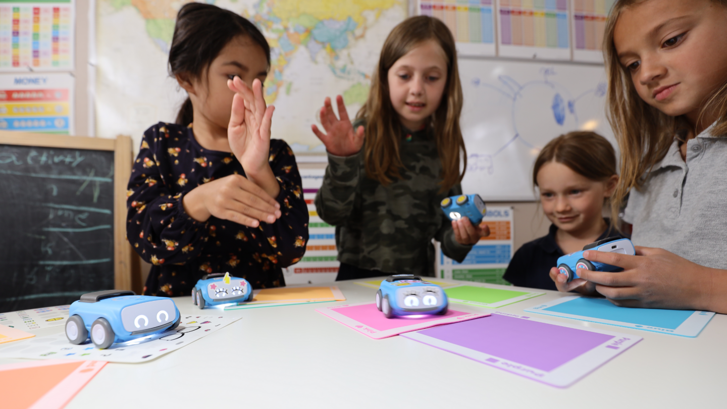 The indi robot car experience is aimed at PK-2nd Graders, and is designed to encourage critical problem solving and computational thinking