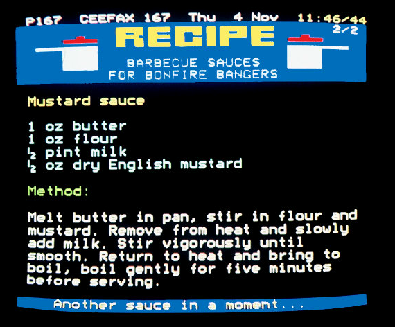 A Ceefax recipe page