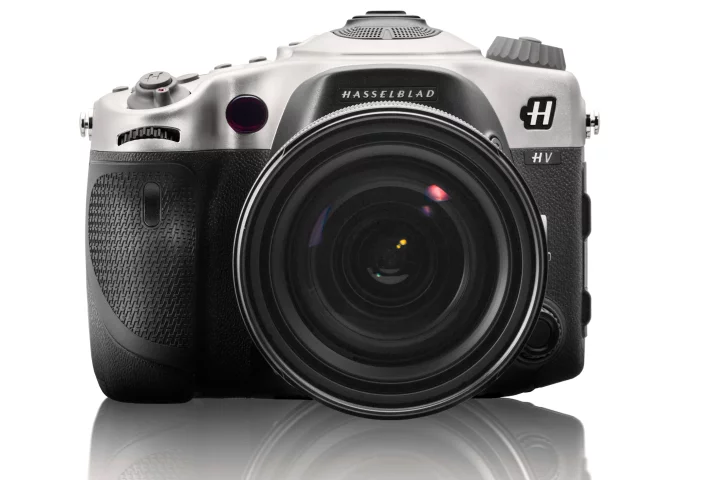 The Hasselblad HV is finished with details like titanium controls including a chunky mode dial, and obviously the iconic Hasselblad name and H logo