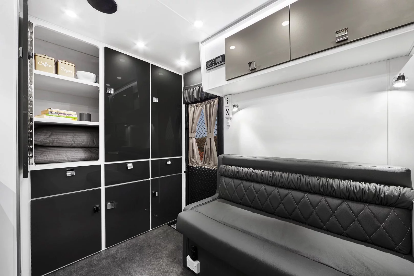 Inside the Off Grid caravan