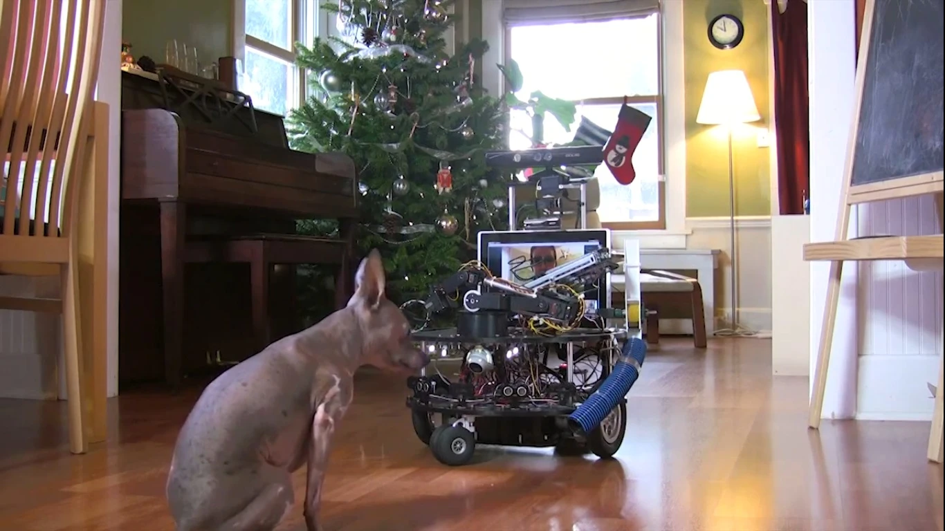 Jordan Correa, a robotics developer with Microsoft, built a dog-sitting robot that lets the owner interact with his dog over the internet